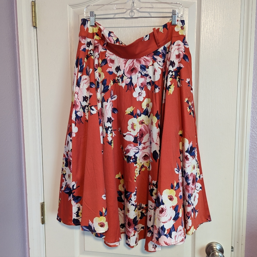 Peach Floral Doris Skirt